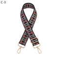Adjustable canvas bag strap with geometric patterns and golden metal hooks - Silver Clasp / C-3 Pink Grey