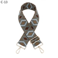 Close-up of geometric diamond pattern shoulder strap with gold metal lobster swivel hooks - C-13 Grey Light Blue Diamond Gold Buckle