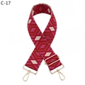 Detail of red and pink diamond pattern wide woven strap with gold metal buckles - C-17 Red Diamond Gold Buckle