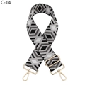 Detail of adjustable wide shoulder strap with black, white, and grey diamond pattern - C-14 Black White Diamond Gold Buckle