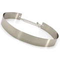 Cintura a specchio in metallo argento lucido con catene a tre file e ciondolo a sfera - Larghezza 3,5cm/Stile Specchio / Argento