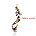Golden and silver mermaid pendant with scale textures, single charm only, chain not included - Pendant Only (No Chain)
