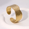 French vintage wide gold plated stainless steel cuff bracelet with irregular texture - Gold (SZ094)