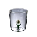 Transparent glass cup featuring a 3D sunflower sculpture base for juice and tea - 350ml / Sunflower Cup