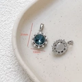 Macro view of 18k gold plated vintage pendant with blue stone and pearl details - 7# White Gold Pearl Navy Zirconia