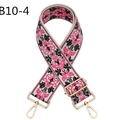 Close-up of bohemian embroidered wide shoulder strap with gold metal lobster clasps - B10-4/Gold