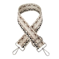 Tracolla regolabile spessa in stile etnico con trama geometrica e fibbie in metallo argento - Rombo Beige + Fibbia Argentata
