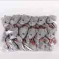 Bulk pack of small gray plush teddy bears with brown ribbon bows for gift bouquets - Gray
