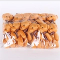 Mini light brown plush teddy bears with dark brown ribbons in bulk packaging - Yellow Brown