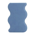 Specchio portatile ondulato in pelle PU blu con design pieghevole in acciaio inossidabile - Blu Nebbia Forma Ondulata