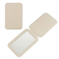 Espejo de maquillaje plegable beige en cuero PU con diseño rectangular delgado - Blanco Luna
