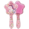 Pink star-shaped hairbrush with unicorn print and colorful beads in a clear shell - 05-Unicorn