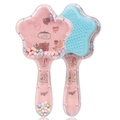 Pink heart and star shaped hairbrush for kids with colorful beads and love pattern - 05-Love Rose Pink