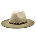 Two-tone wool felt fedora hat in beige and olive green with a gold chain band detail - M (56-58cm) / Army Green