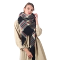 Classic plaid imitation cashmere scarf with tassels in black grey and red tones - A165 Black Grey Red Plaid