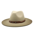 Gradient felt fedora hat with turquoise leather band and vintage bronze rivets - M(56-58cm) / Army Green