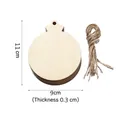 DIY unfinished round wooden Christmas pendants with hemp rope for holiday decor, 11x9cm size - Poplar Plywood / Christmas Ball Pendant And Hemp Rope