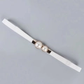 Cintura elastica bianca con perle e fibbia dorata per abiti da donna alla moda - Bianco