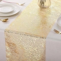 Modern gold mesh table runner with metallic hollow-out texture for wedding decor - Gold
