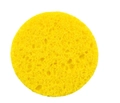 Éponge ronde en pulpe de bois jaune avec texture poreuse sur fond blanc éclatant - 60*8mm / Jaune