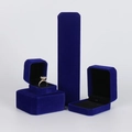 Premium royal blue velvet jewelry box set for rings and necklaces in minimalist style - Blue Pendant Box