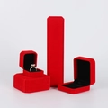 Elegant red velvet jewelry gift boxes set with black lining for rings and necklaces - Red Pendant Box