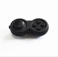 Detailed close-up of a black fidget controller toy with joystick and silicone buttons - All Black with Color Box and String