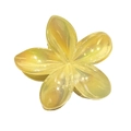 Translucent yellow frangipani flower hair claw clip with a glossy pearlescent finish - Transparent AB Color Plumeria [Yellow]