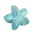 Translucent light blue frangipani hair claw clip with a pearlescent finish - Transparent AB Color Plumeria [Blue]