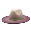 Fashionable beige and purple gradient fedora hat with a green leather belt and gold buckle - M (56-58cm) / Gradient Purple