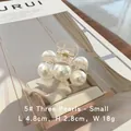 Medium size pearl hair claw clip made of clear acrylic with 4.8cm length and 18g weight - 5# Three Pearls Small - 5cm