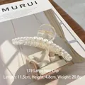 Elegant large transparent acrylic hair claw clip with faux pearls for women - 17# Large Bar - 11.5cm