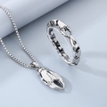 Conjunto de joyas de acero plateado con collar colgante de pinza de cangrejo y pulsera - Con Cadena / Color Acero (KB167074-KJX)