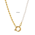 Chaîne Asymétrique de Perles 45+5cm Avec Fermoir Marin