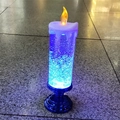 Detail of blue LED crystal candle with internal glitter and flickering flame top - Blue Base