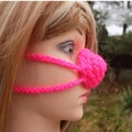 Pink hand-crocheted nose warmer accessory for winter comfort and fun costumes - 5CM Diameter / Rose Red