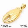 Massiver goldener Krabbenscheren-Anhänger aus Edelstahl mit den Maßen 69x32mm und 87g - Goldener Anhänger (KP120340-KJX)