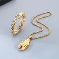 Conjunto de joyas doradas de acero inoxidable con colgante de pinza de cangrejo y cadena - Con Cadena / Color Dorado (KB189161-KJX)