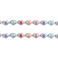 Cadena de acero inoxidable en forma de corazón con piedras preciosas multicolores - Color Acero