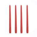Set de 4 velas cónicas rojas de 25 cm para decoración de mesas de bodas y fiestas - Rojo