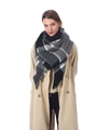 Plaid cashmere-like scarf with black gray white grid and soft fringe tassels - D15 Black Grey White Plaid