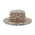 Detail of leopard print felt fedora featuring a gold bead embellished woven hatband - M(56-58cm) / White