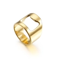Anillo de acero inoxidable dorado pulido con abridor de botellas para hombres - US 6 / Dorado