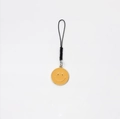 Vibrant yellow smiling face alloy keychain with gold-plated finish and black cord lanyard - 3CM Smile Face A with Hook