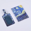 PU leather passport holder and luggage tag set featuring Van Gogh Starry Night print - Starry Sky