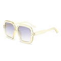 Retro oversized square sunglasses with yellow transparent frame and gradient lenses - Light Yellow Frame Gradient Grey Lenses
