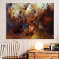 Arazzo astratto con motivo di nuvole arancioni e blu per decorazione murale - 90x60cm / Nebulosa Marrone (22)