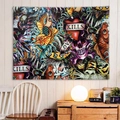 Arazzo da parete in stile tatuaggio americano con motivi colorati di sirena e cuore decor - 90x60cm / Collage di tatuaggi americani (16)