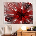 Arazzo astratto con motivo floreale rosso e nero per decorazione murale interna - 90x60cm / Frattale Rosso Nero Bianco (20)