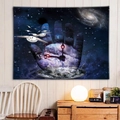 Abstract surrealism wall tapestry featuring a large hand with clocks and starry sky design - 4 / 150x130cm